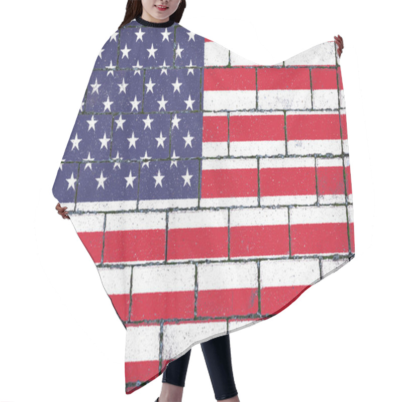 Personality  National Flag Of USA Against A Background Of A Stone Background Covered With Moss Hair Cutting Cape