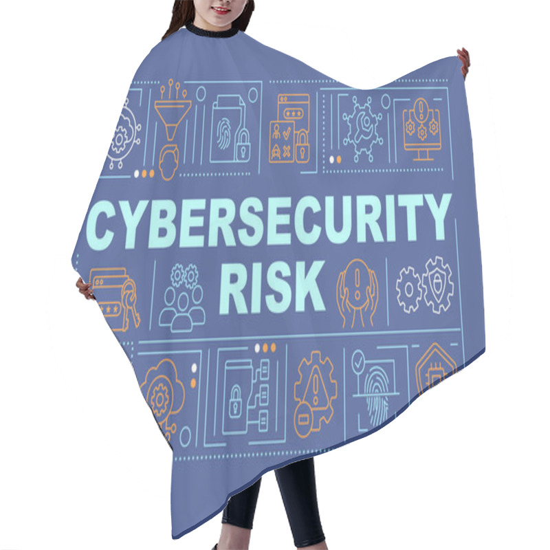 Personality  Cybersecurity Risk Word Concepts Dark Blue Banner. Digital Protection. Infographics With Icons On Color Background. Isolated Typography. Vector Illustration With Text. Arial-Black Font Used Hair Cutting Cape