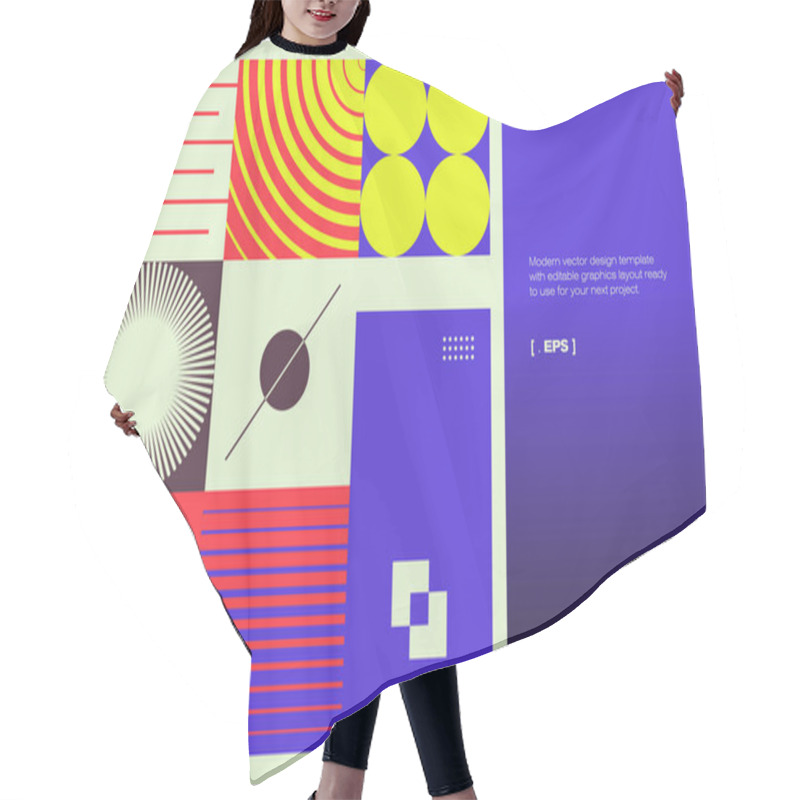 Personality  Brutalist Poster Design Template Layout With Bold Typography And Brutal Vector Pattern With Abstract Geometric Shapes. Great For Branding, Presentation, Album Print, Website Header, Web Banner. Hair Cutting Cape