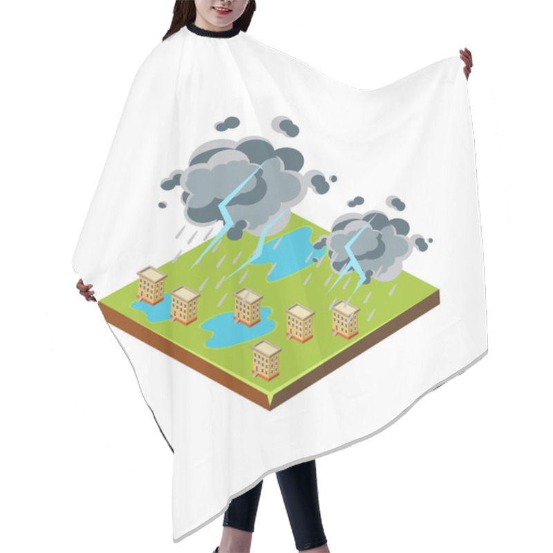 Personality  Thunderstorm. Natural Disaster Icon. Vector Illustration Hair Cutting Cape