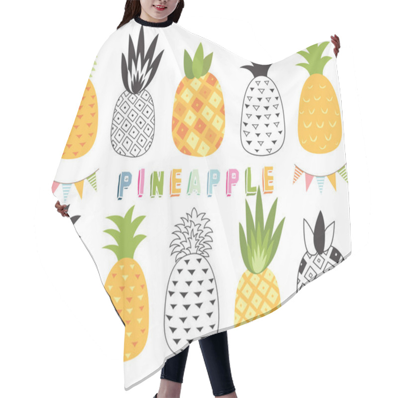 Personality  Tropical Pineapple Set - A Vector Illustration Of Tropical Pineapple Set. Perfect For Holiday, Celebration, Greeting Card, Packaging And Many More. Hair Cutting Cape