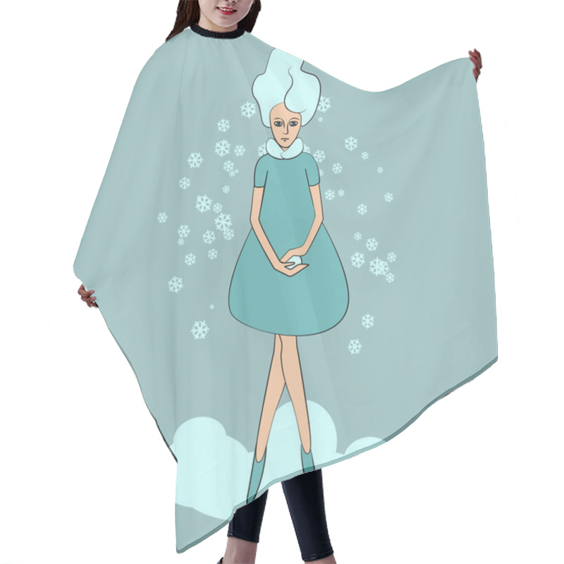 Personality  Wintertime Girl. Vector Illustration. Hair Cutting Cape