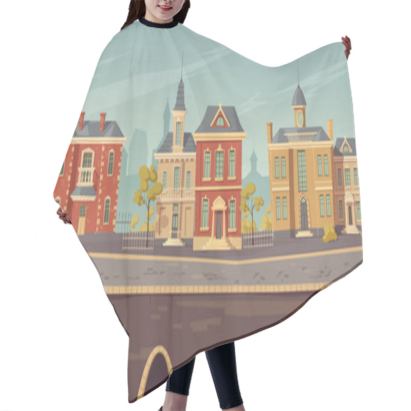 Personality  19th Century Town Street With European Buildings Hair Cutting Cape