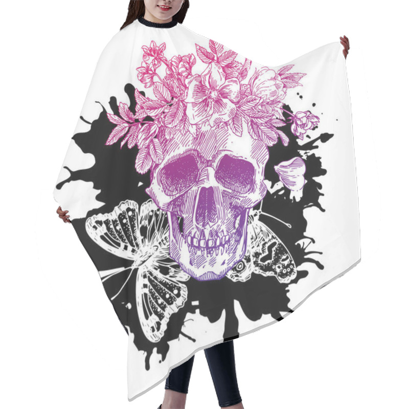 Personality  Sketch Illustration The Skull Hair Cutting Cape