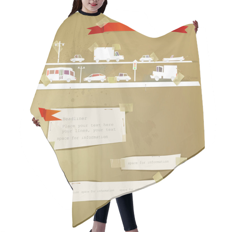 Personality  Background With Paper Car Hair Cutting Cape