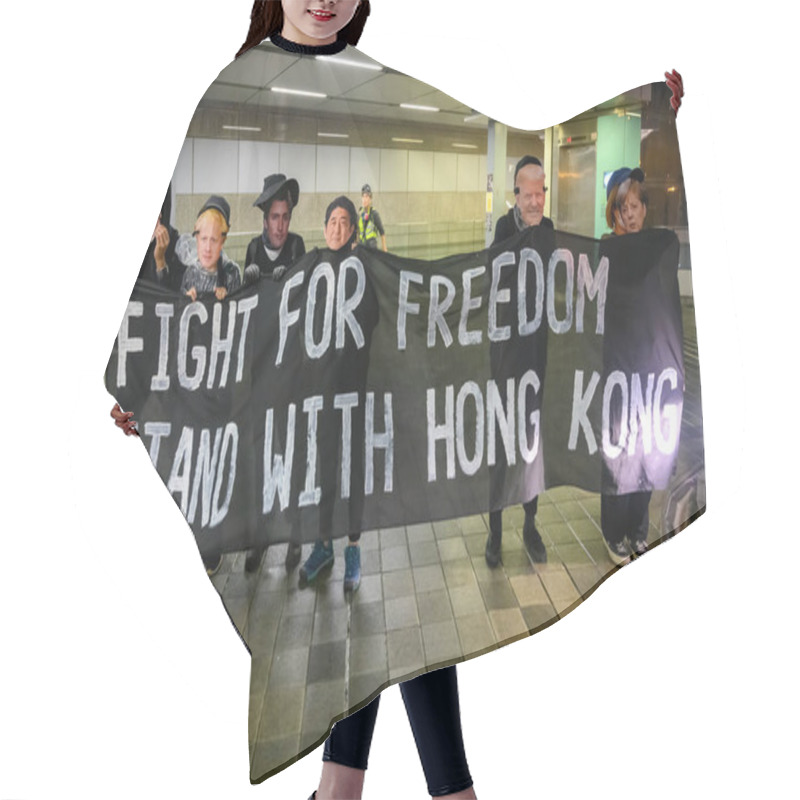 Personality  Protests During The General Strike In Hong Kong, Sep 2019. Hair Cutting Cape