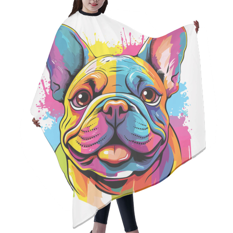 Personality  Happy Dog. Cute And Funny French Bulldog In Vector Pop Art Style. Template For T-shirt, Sticker, Etc. Hair Cutting Cape