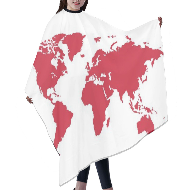 Personality  Red And White Background Earth Map Hair Cutting Cape