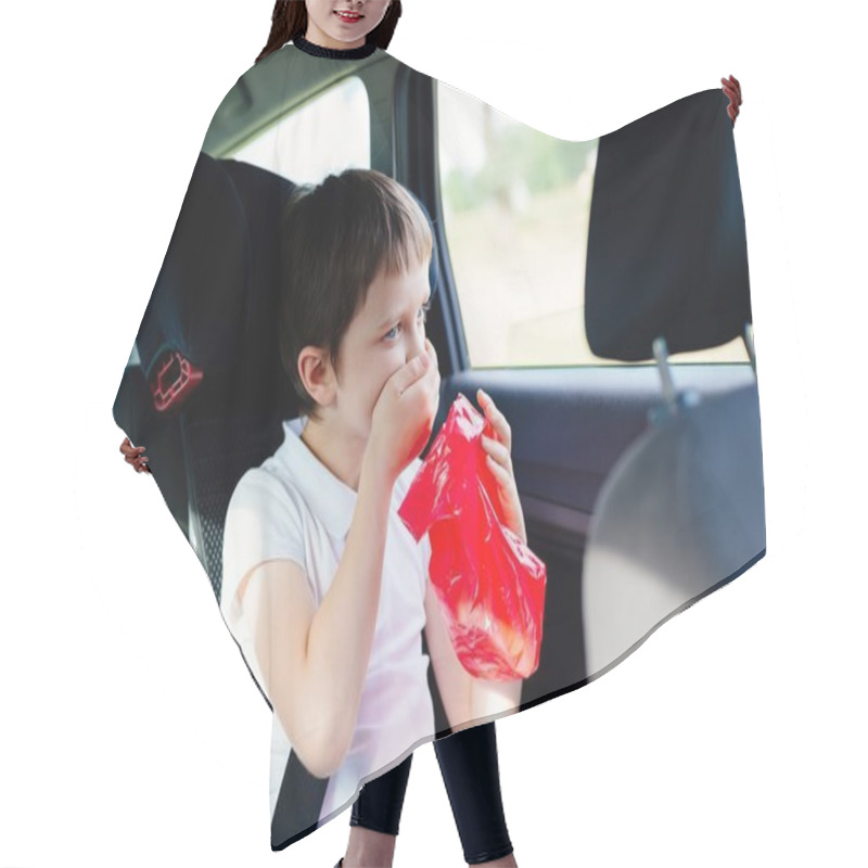 Personality  Seven Years Old Child Vomiting In Car Hair Cutting Cape