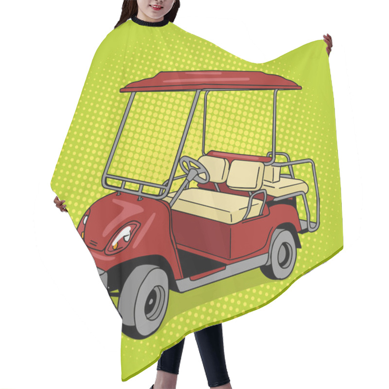 Personality  Golf Cart Pop Art Style Vector Illustration Hair Cutting Cape