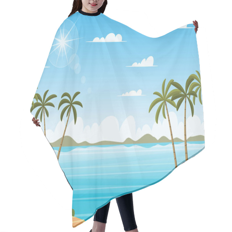 Personality  Tropical Landscape With Palm Trees Hair Cutting Cape