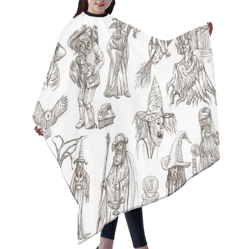 Personality  Halloween, Wizard And Witches - An Hand Drawn Pack Hair Cutting Cape