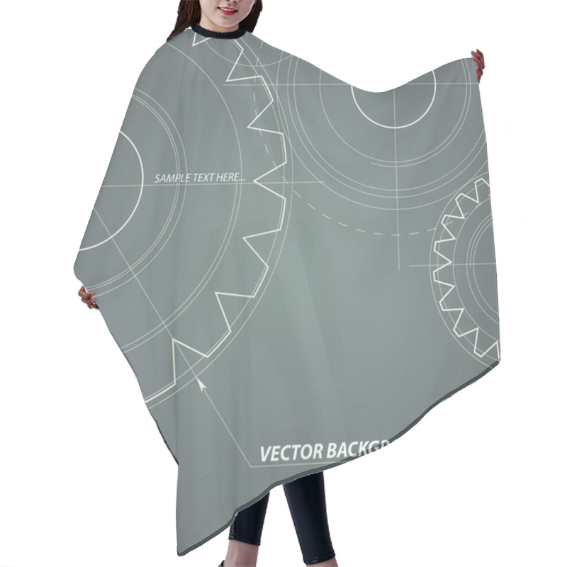 Personality  Abstract Technical Drawing. Hair Cutting Cape