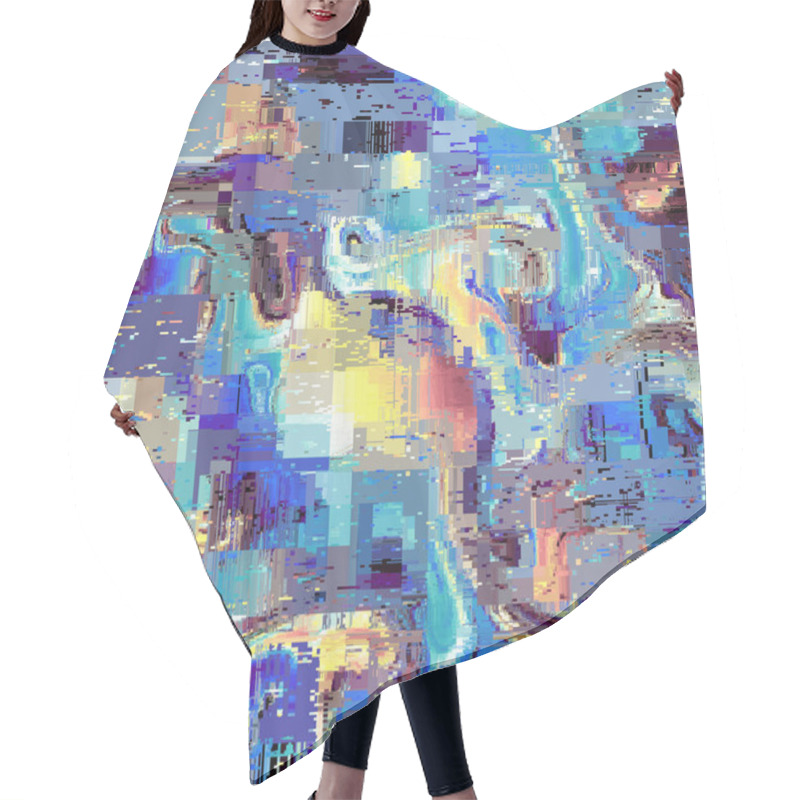 Personality  Vector Image With Imitation Of Grunge Datamoshing Texture. Hair Cutting Cape