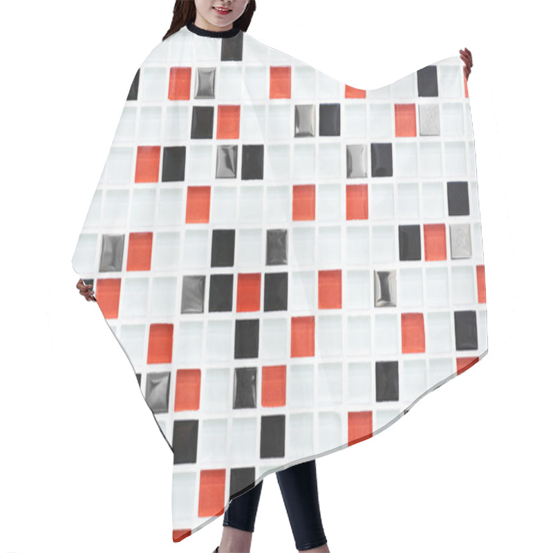 Personality  Checkered Pattern Tile Background, Red And Black Checks. Hair Cutting Cape