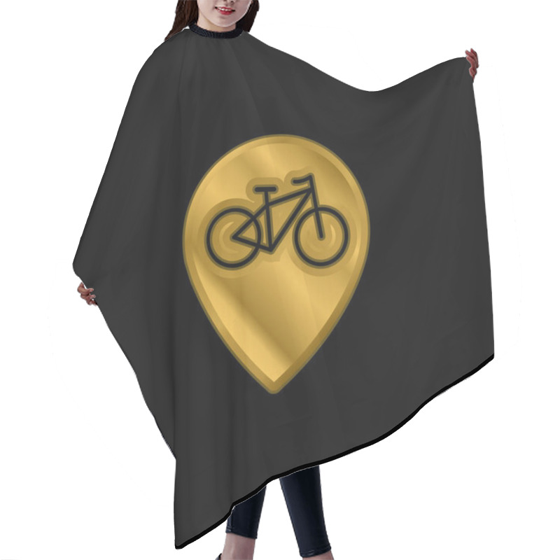 Personality  Bike Zone Signal Gold Plated Metalic Icon Or Logo Vector Hair Cutting Cape