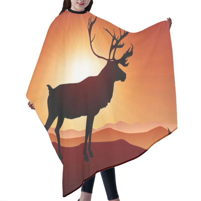 Personality  Deer Ib Sunset Background Hair Cutting Cape