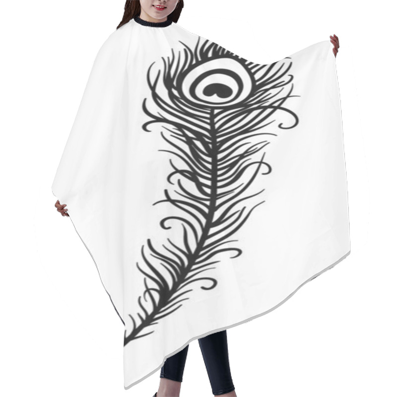 Personality  Beautiful Peacock Feather Hair Cutting Cape