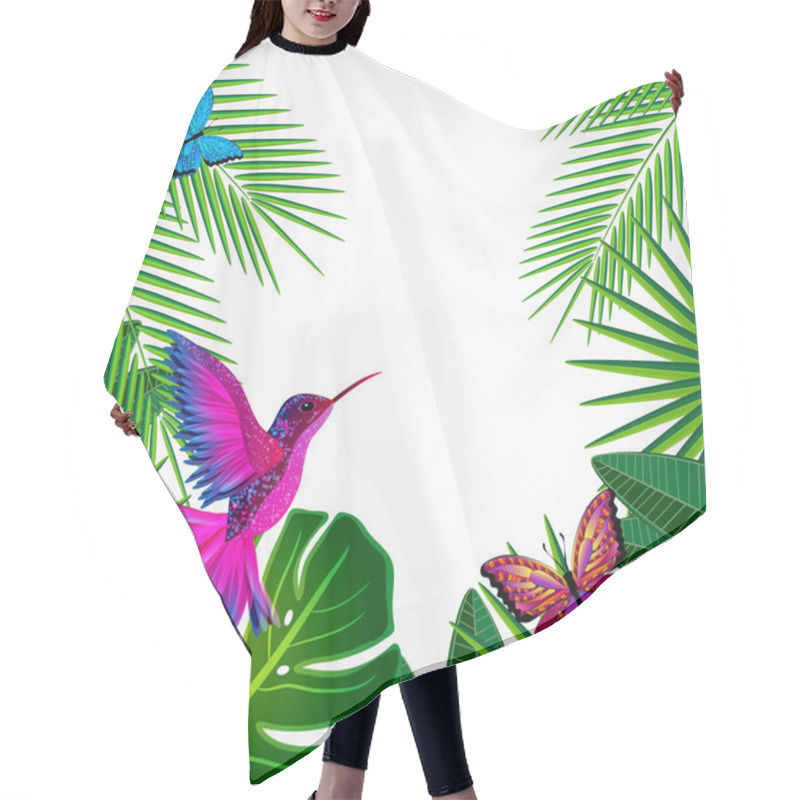 Personality  Tropical Leaves With Birds, Butterflies. Floral Design Backgroun Hair Cutting Cape