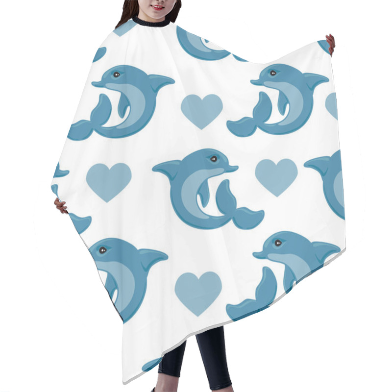 Personality  Romantic Pattern With Dolphins And Hearts Hair Cutting Cape