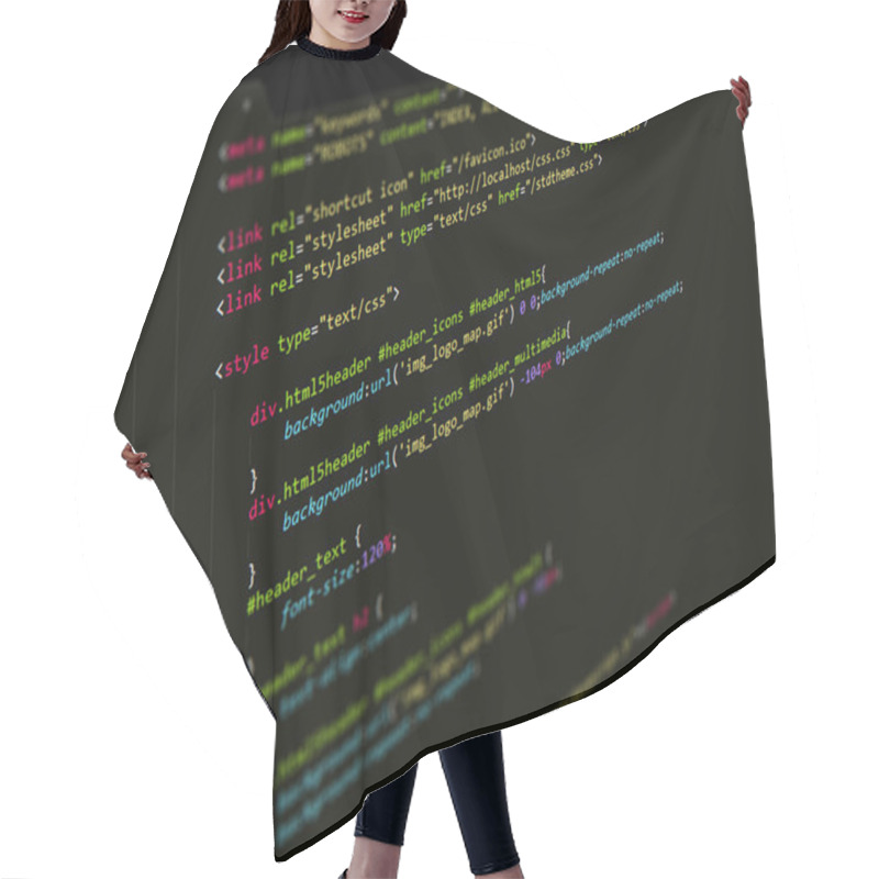 Personality  Code,CSS Script In Text Editor Hair Cutting Cape