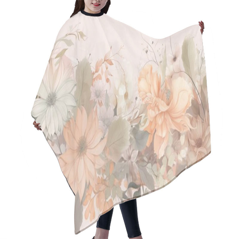 Personality  A Soft-toned Botanical Illustration With Intricate Floral And Leaf Details. This Artwork Combines Natural Beauty With Vintage-inspired Elegance, Offering A Serene And Timeless Aesthetic. Hair Cutting Cape