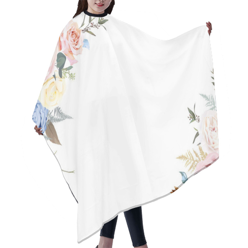 Personality  Banner Style Floral Beige Frame Arranged From Leaves And Flowers Hair Cutting Cape