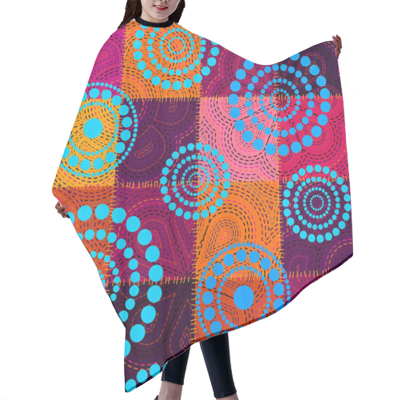 Personality  Vector Seamless Ethnic Patchwork Pattern Hair Cutting Cape