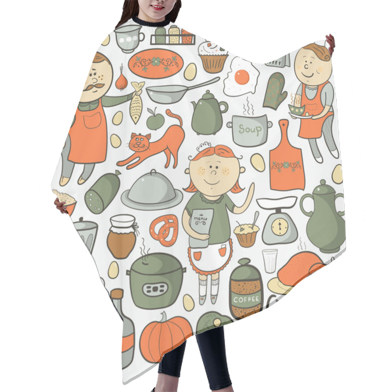 Personality  Kitchen Vector Set Hair Cutting Cape