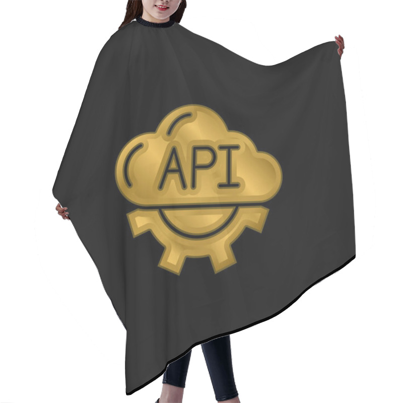 Personality  Api Gold Plated Metalic Icon Or Logo Vector Hair Cutting Cape