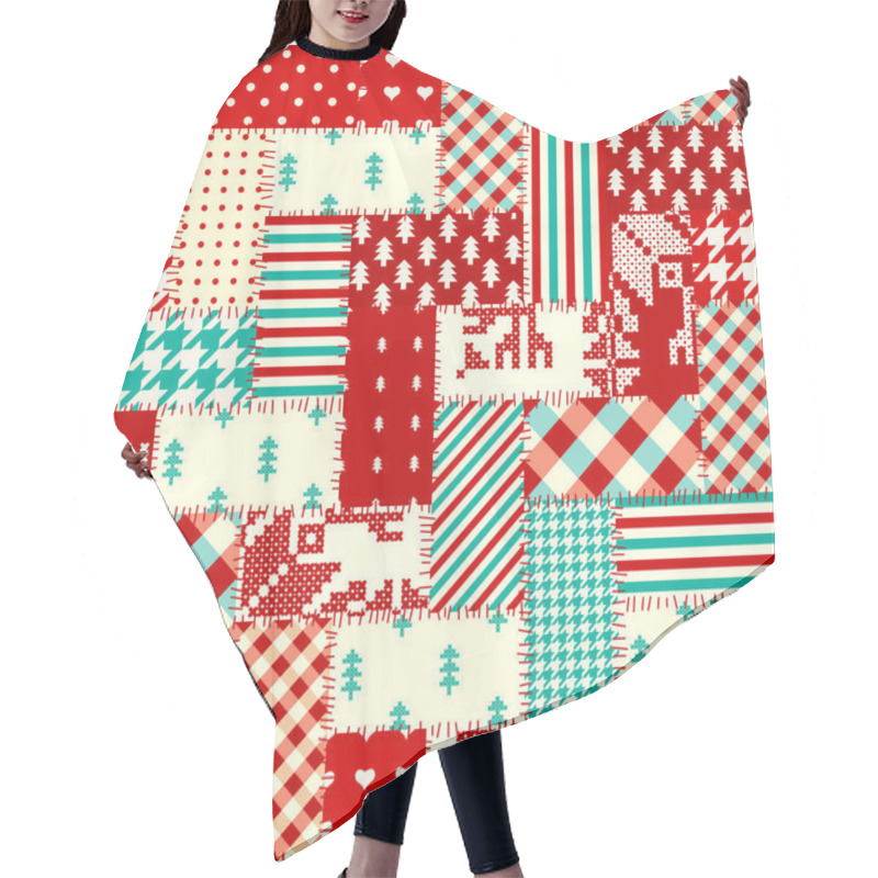 Personality  Patchwork Textile Pattern. Seamless Quilting Design Background. Hair Cutting Cape