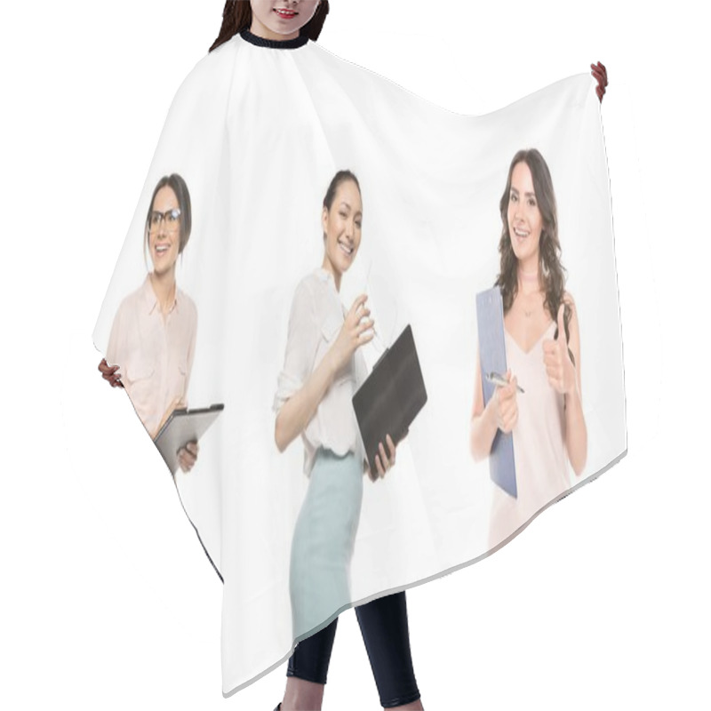 Personality  Multicultural Businesswomen With Folders Hair Cutting Cape