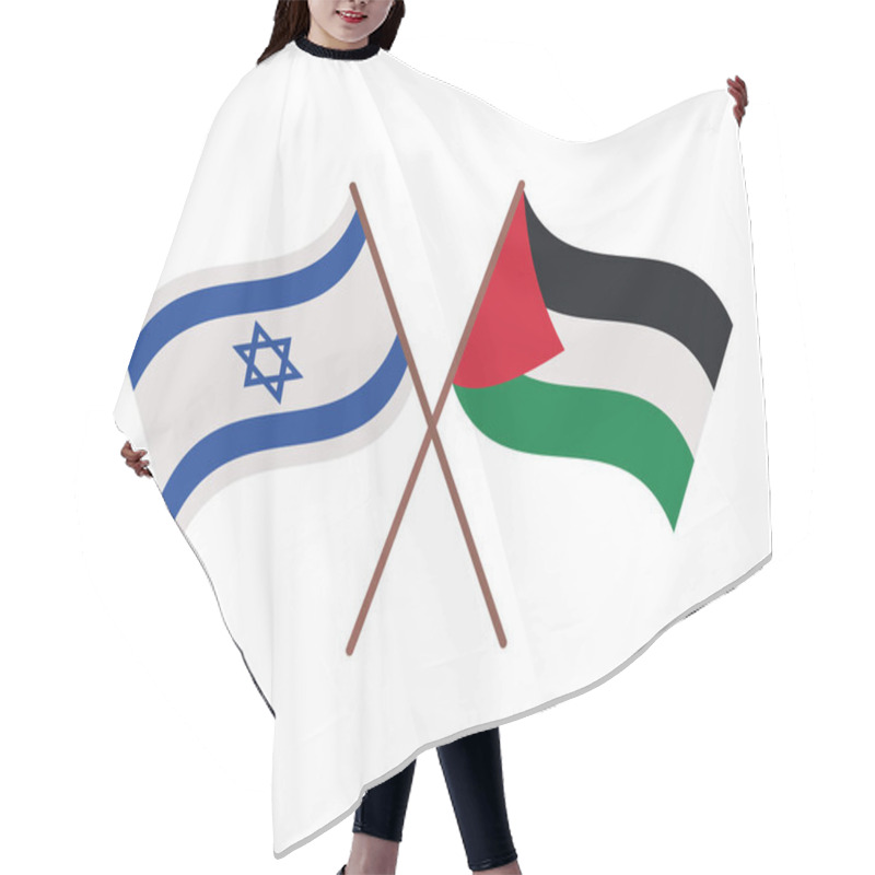 Personality  Palestine And Israel Flags Crossed Design Hair Cutting Cape