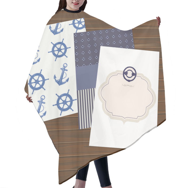 Personality  Set Of Nautical Cards And Patterns Hair Cutting Cape