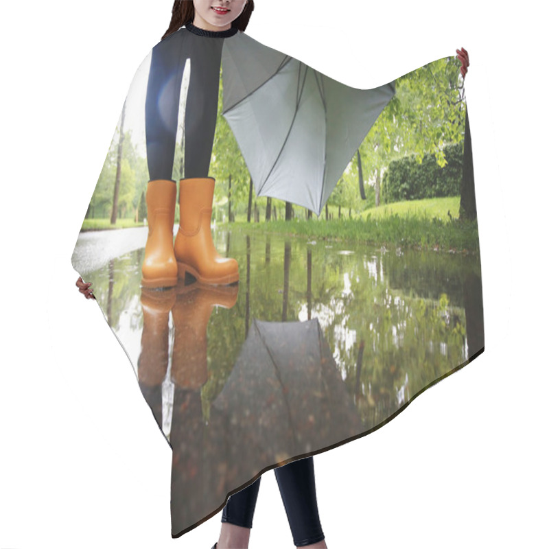 Personality  Woman Feet In Rubber Boots Hair Cutting Cape