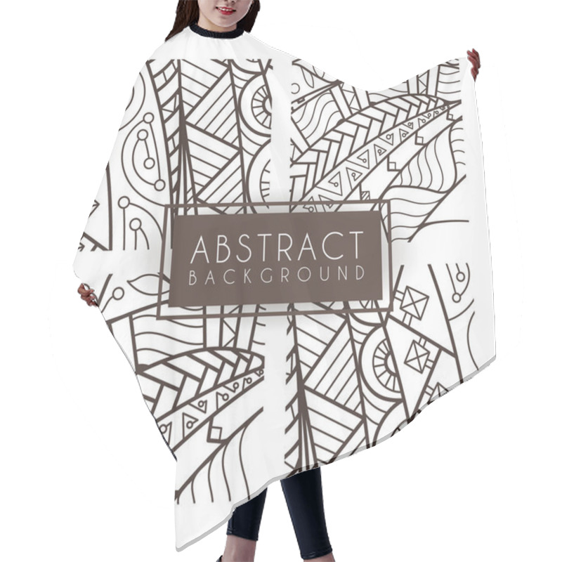 Personality  Set Of Four Vector Monochrome Intricate Patterns. Doodle. Zentangle. Monochromatic Hair Cutting Cape