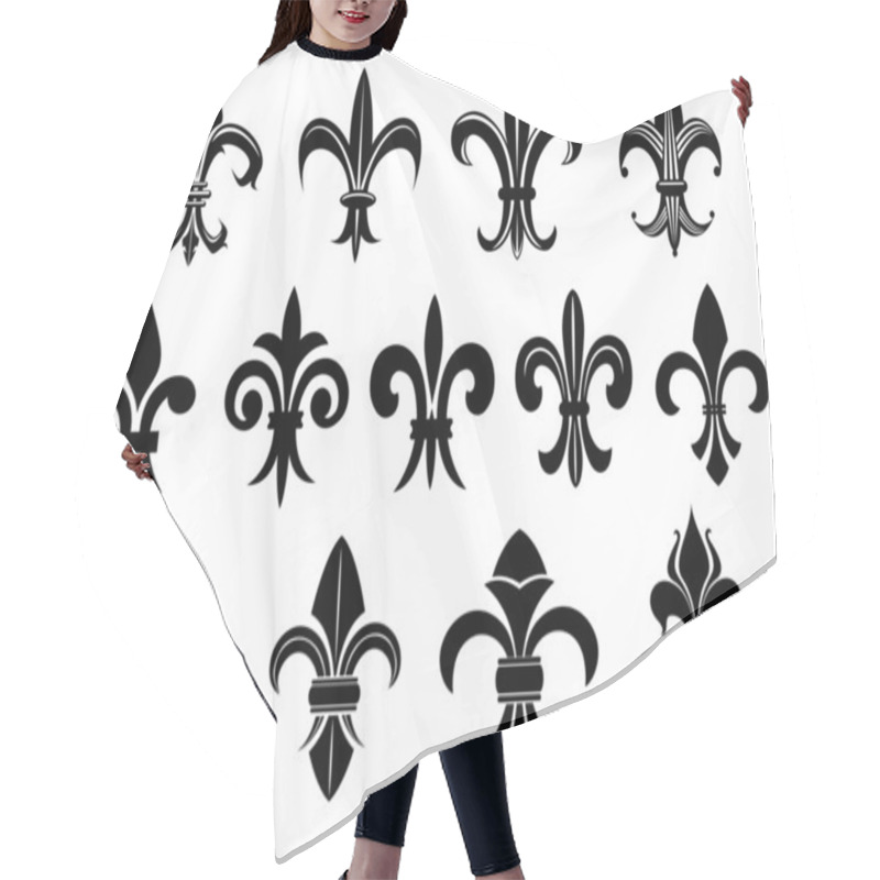 Personality  Black Royal Fleur De Lis Flowers Set Hair Cutting Cape