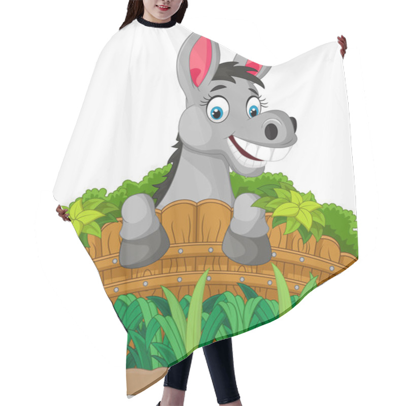 Personality  Donkey Cartoon Holding Fence Hair Cutting Cape