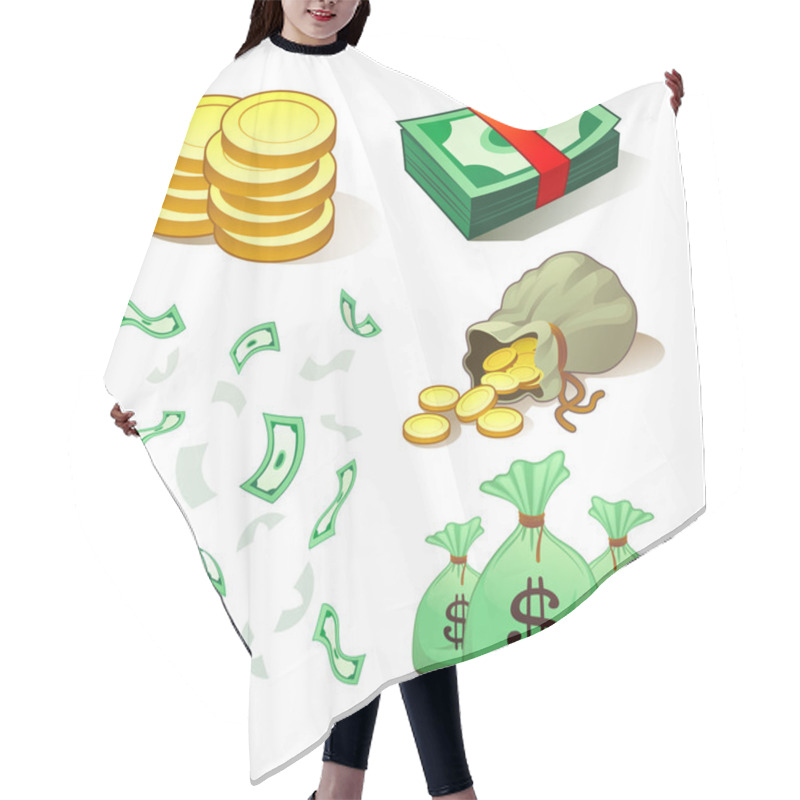 Personality  Money And Coins Hair Cutting Cape