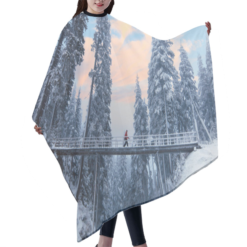 Personality  Winter Landscape Of High Snowy Brigde Hair Cutting Cape