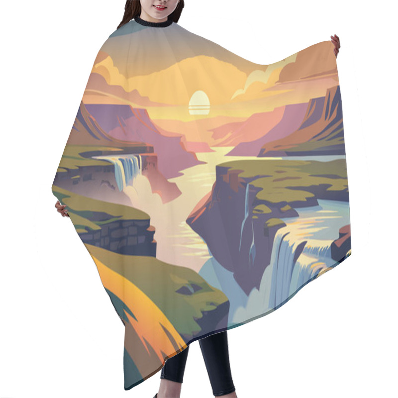 Personality  Beautiful Landscape Of Iceland. Vector Illustration Hair Cutting Cape