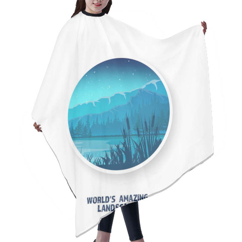 Personality  Mountains And Forest. Wild Nature Landscape. Travel And Adventure.Panorama. Into The Woods. Horizon Line.Trees,fogfog. Hair Cutting Cape