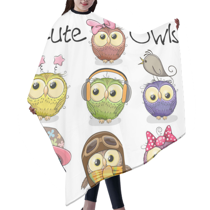 Personality  Set Of Cute Cartoon Owls Hair Cutting Cape