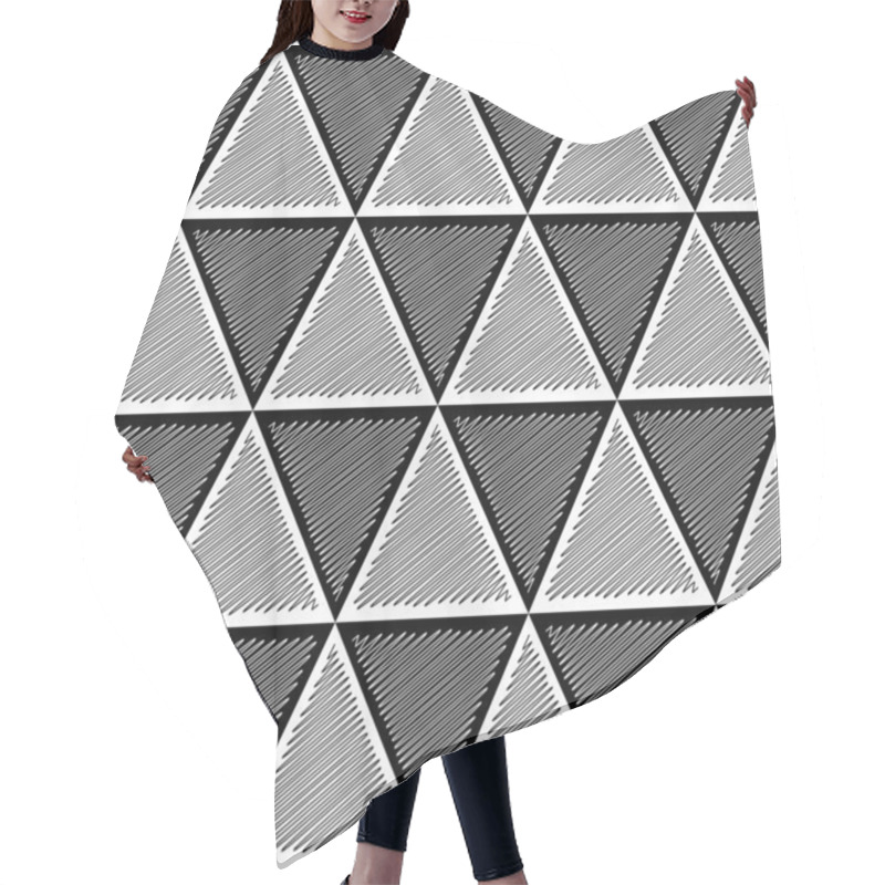 Personality  Design Seamless Monochrome Triangle Geometric Pattern Hair Cutting Cape