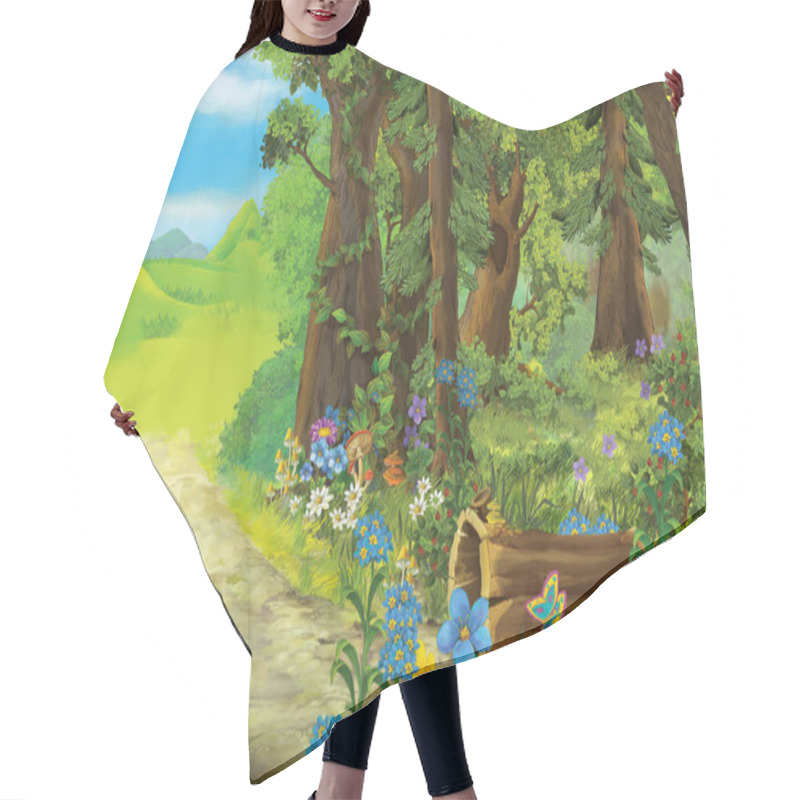 Personality  Cartoon Summer Scene With Meadow In The Forest Illustration For Children Hair Cutting Cape