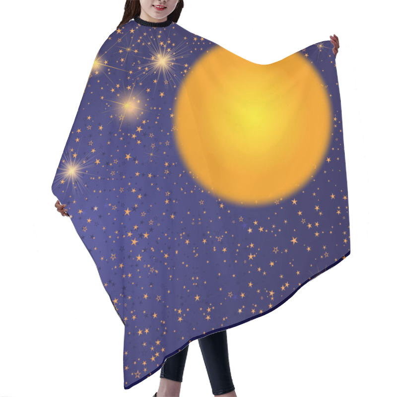 Personality  Full Moon In A Foggy Halo On The Night Starry Sky Hair Cutting Cape