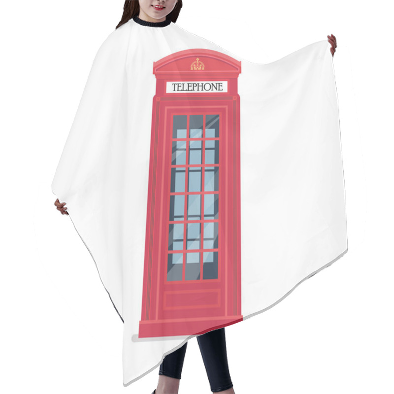 Personality  London Red Telephone Booth. Vector Illustration. Hair Cutting Cape