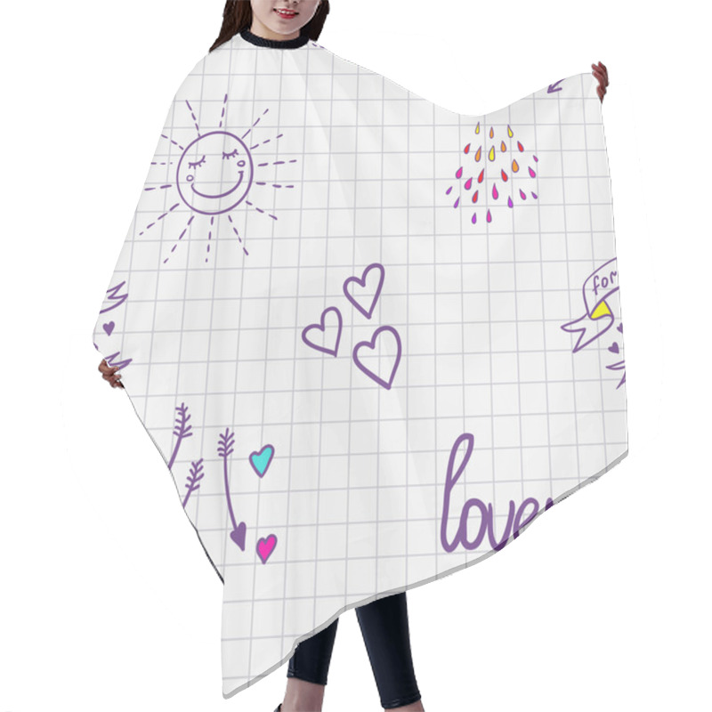 Personality  Hand Drawn Love Pattern Hair Cutting Cape