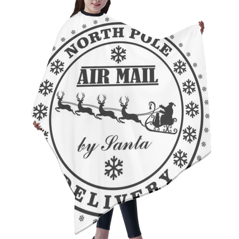 Personality  Nort Pole Delivery By Santa Post Stamp Vector Eps 10 Hair Cutting Cape