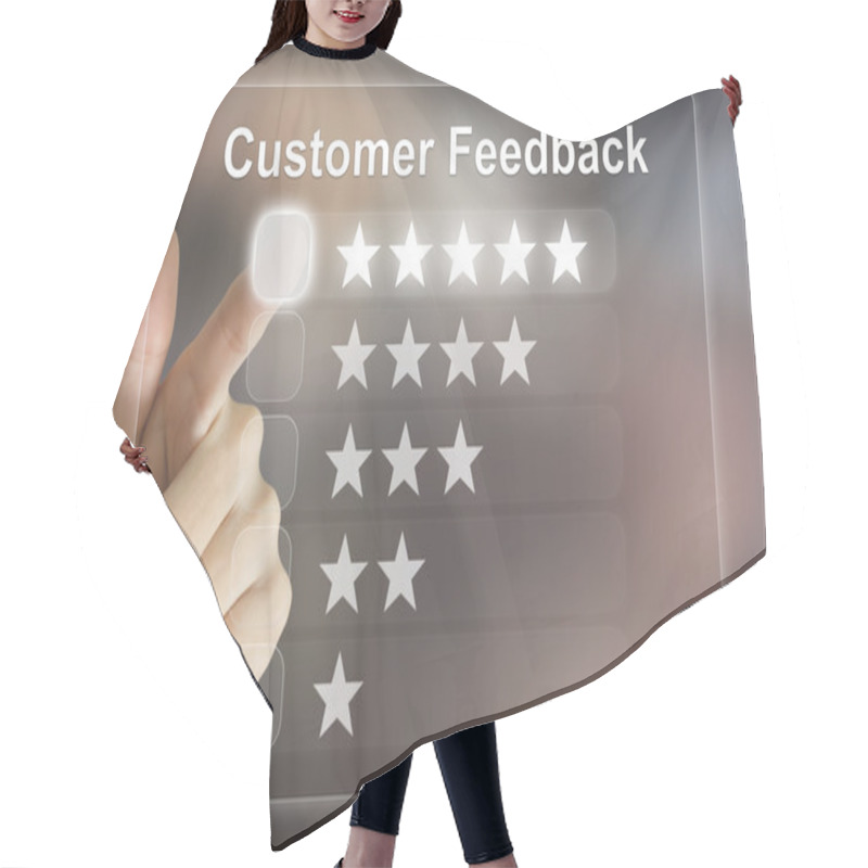 Personality  Business Hand Pushing Customer Feedback On Virtual Screen Hair Cutting Cape